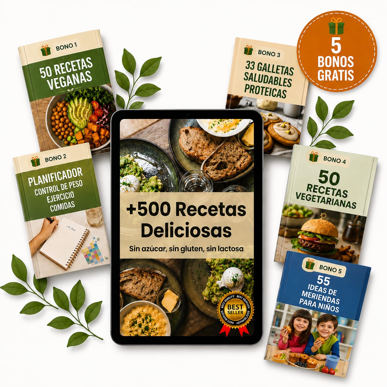 Mega Pack 500 Recetas Sin Gluten y Sin Azúcar +5 Bonos GRATIS